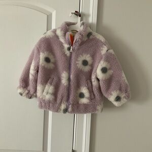 Zara Purple Floral Kids Puffer Jacket